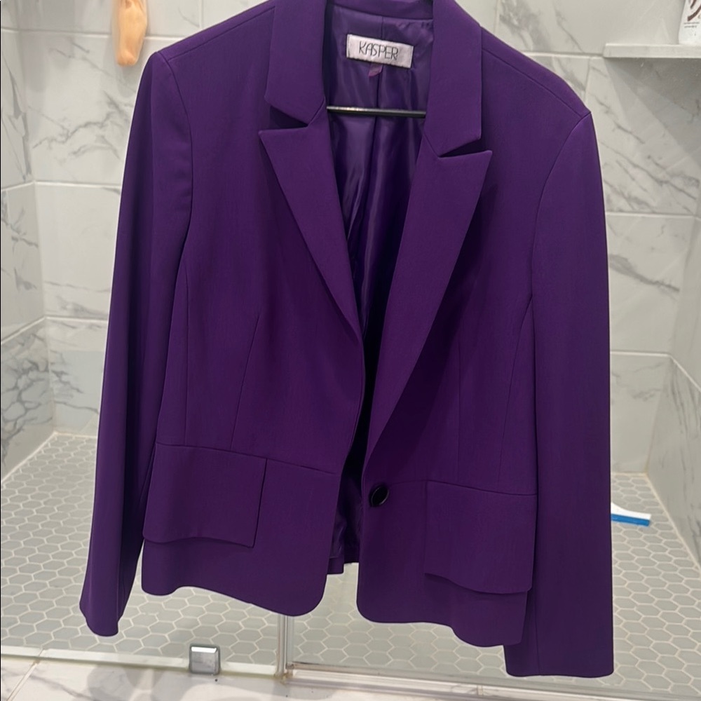 Kasper Purple Blazer Structured Suit Jacket